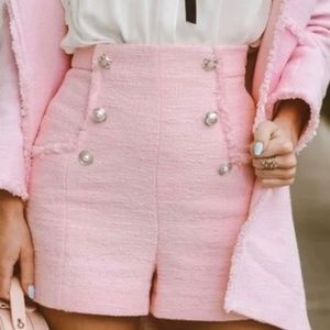 Zara pink tweed shorts